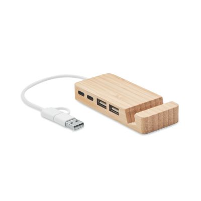 HUBSTAND - Hub usb de 4 puertos de bambú