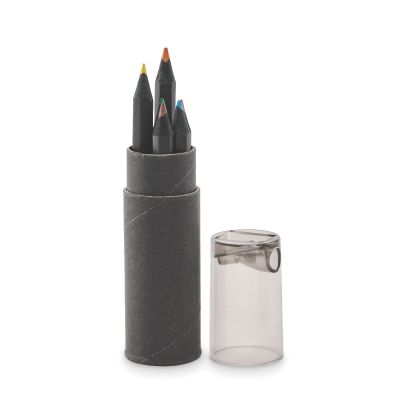 NEGRO - Estuche con 6 lápices de color