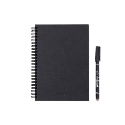 STARTER KIT INFINITEBOOK A5 PLANNER TEXTURE - Kit compuesto por «Infinitebook» con tapa dura, 1 kit de limpieza, 1 rotulador y 1 soporte para bolígrafo