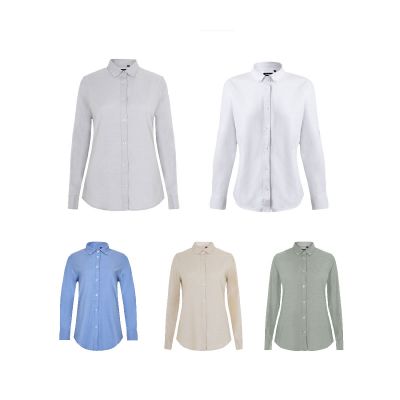 VL PRITHVI WOMEN - Camisa Oxford (180 g/m²) para mujer, fabricada en algodón (50 %), poliéster (45 %) y elastano (5 %)