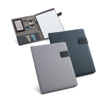 RIORDAN - Carpeta A4 en imitación lino y PU con bloc de páginas rayadas