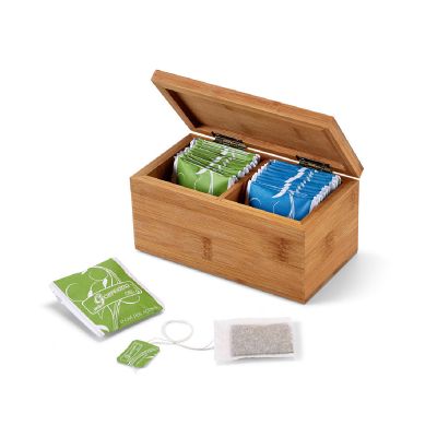 BURDOCK - Caja de té de bambú, con 2 compartimentos y cierre magnético