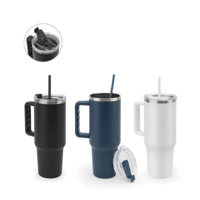 JOYNER XL - Vaso de viaje grande de acero inoxidable (91 % reciclado) con aislamiento al vacío de doble pared y acabado mate de 1300 ml
