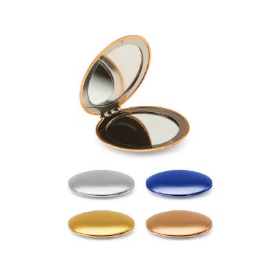 KAYLA - Espejo redondo de aluminio de doble cara con cierre magnético