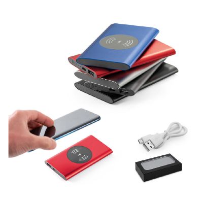 CASSINI - Power bank 4'000 mAh con cargador inalámbrico de 5W, fabricado en aluminio reciclado (100% rAL)