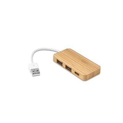MOSER - HUB con 2 puertos USB-A y 1 USB-C, fabricados en bambú
