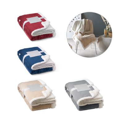 HEIDEN - Manta polar reversible (190 g/m²) con cinta de raso y tarjeta personalizada