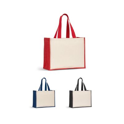 HELSINQUE COLOUR - Bolsa de lona (320 g/m²), con fondo y laterales de yute laminado (350 g/m²) en colores