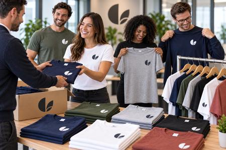 Camisetas personalizadas con logotipo de empresa regaladas a empleados